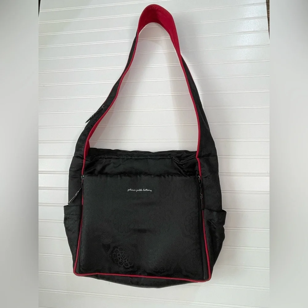 Petunia Pickle Bottom Red Black Diaper Shoulder Crossbody Bag Midnight Iris Roll